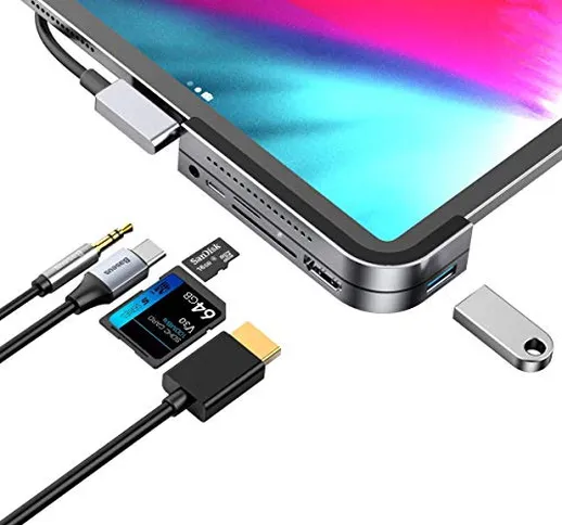 Baseus USB C Hub, Type C Adattatoreper iPad PRO 11 12.9 2020 2018 Hub, USB-C Adattatore 6...