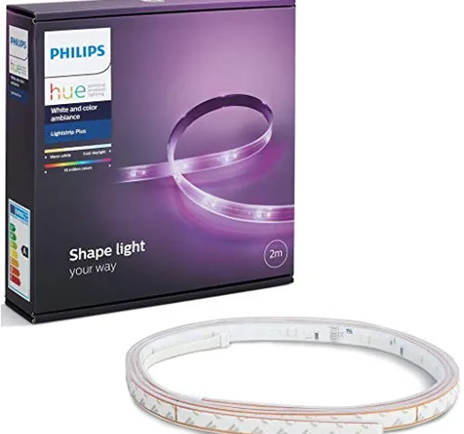 Philips Hue Lighting White And Color Lightstrip Plus Striscia LED da 200 cm, Estendibile F...