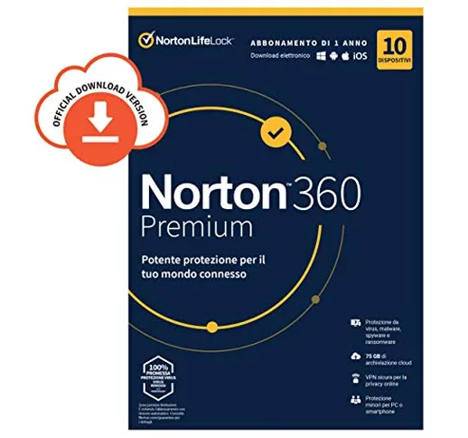 Norton 360 Premium 2020| 10 Dispositivi Licenza di 1 Anno|  Secure VPN e Password Manager...