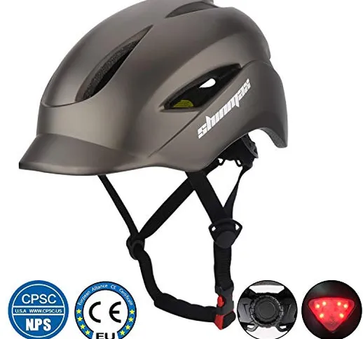 Shinmax Casco da Bici con Casco da Bici Certificato CE e Casco di Sicurezza Posteriore Reg...