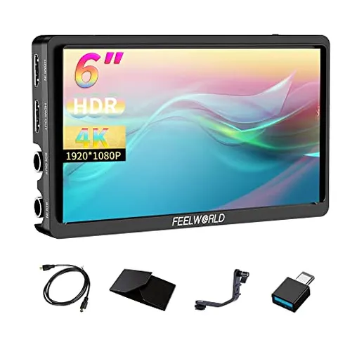 FEELWORLD FW568S Monitor da campo per fotocamere DSLR IPS da 6 pollici Full HD 1920x1080 c...