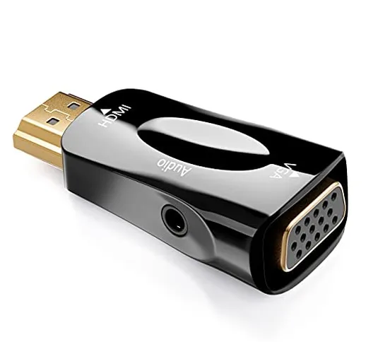 deleyCON Adattatore da HDMI a VGA con Trasmissione Audio - Cavo Adattatore da HDMI-Maschio...