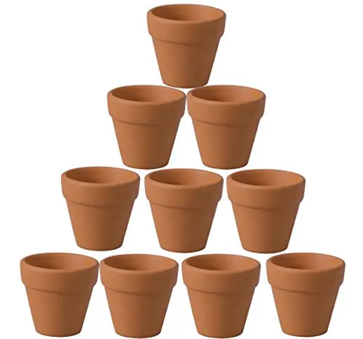 Ounona - Set di 10 mini vasi in terracotta, in ceramica, per fiori e cactus, ideali per pi...