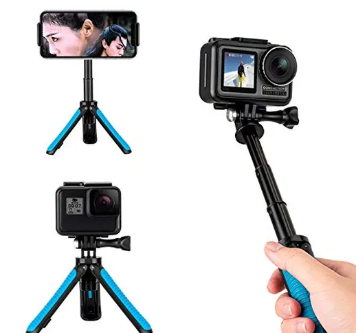 TELESIN Selfie Stick Treppiede Supporto Palmare Allungabile Monopiede Pole Compatibile per...