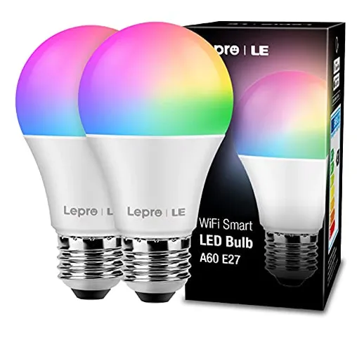 LE Lampadina LED Intelligente WiFi E27, Smart Lampadina RGBW Compatibile con Alexa/Google...