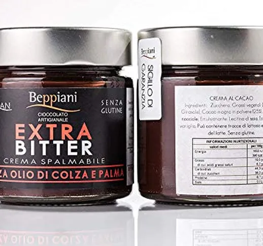 Crema Spalmabile al Cioccolato Artigianale Fondente EXTRA BITTER - Set 2 Barattoli da 250...
