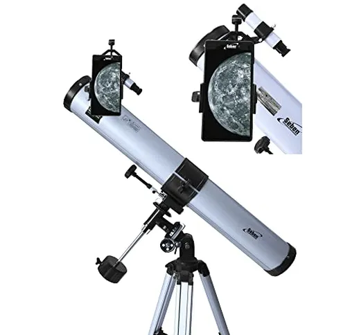 Seben 76/900 EQ-2 - Telescopio a riflessione per astronomia incl. adattatore per smartphon...