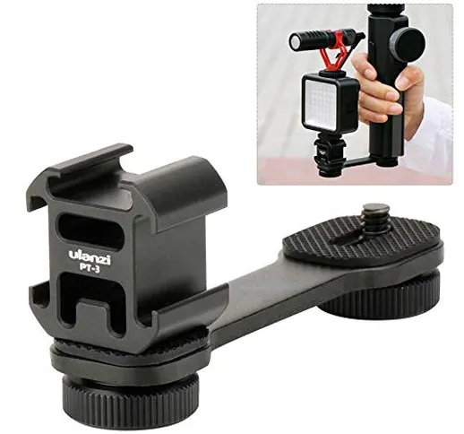 ULANZI PT-3 Triple Cold Shoe Mount Adattatore in alluminio per Gimbal (DJI Osmo Mobile 2/3...