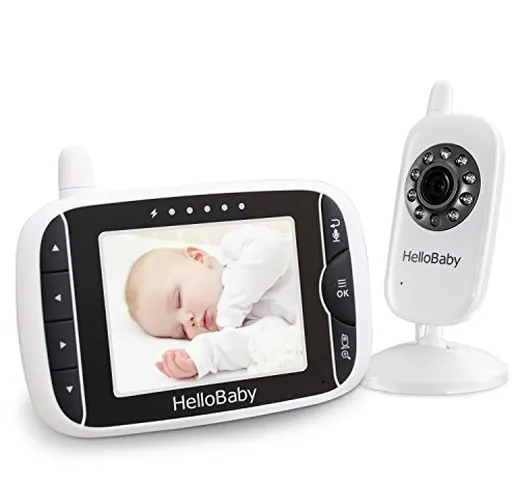 HelloBaby Baby Monitor Wireless con Fotocamera Digitale, Monitoraggio Della Temperatura No...