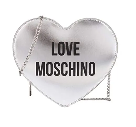 Moschino Borsa Love argento cuore logo nero