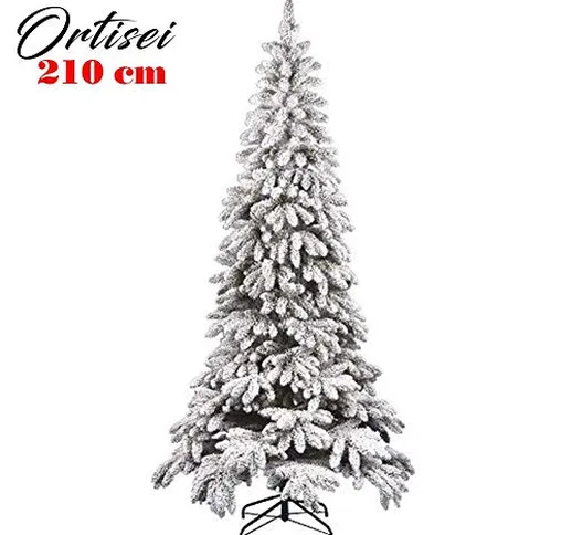 BAKAJI Albero di Natale Super Folto Pino Verde Slim Salvaspazio Innevato Base Croce in Fer...