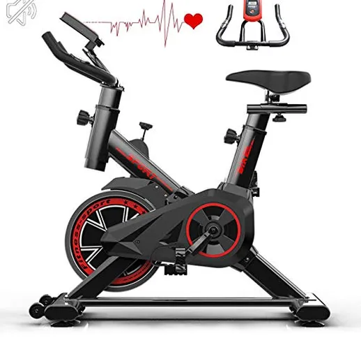 Cyclette, Bici da Spinning per Ciclismo Indoor con Volano, Display LCD, Sensori di Frequen...