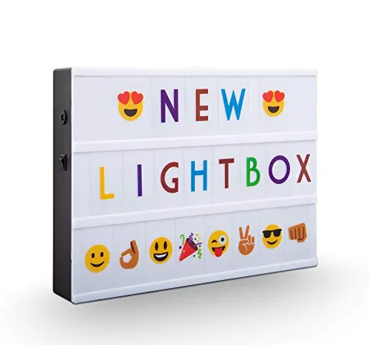 Lampada LED decorativa con lettere nere e colorate intercambiabili, Light Box dimensione A...