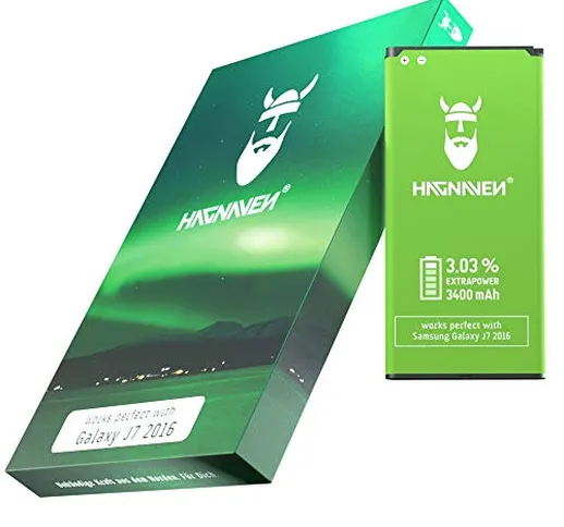 Hagnaven® Batteria ai polimeri di litio per Samsung Galaxy J7 2016 | 3400 mAh | Batteria s...