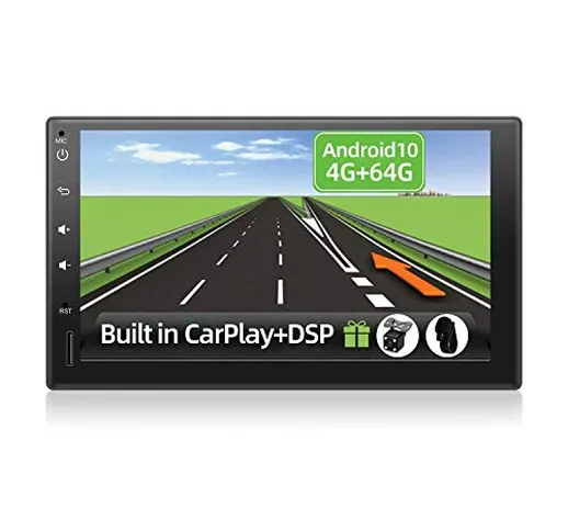 YUNTX Android 10 2 Din Autoradio - 4GB+64GB - [Integrato CarPlay/Android auto/DSP] ​​- Oct...