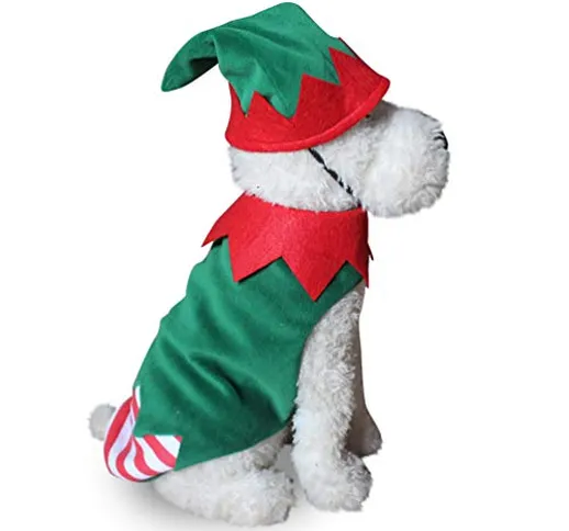Balacoo Costume da Cane di Natale Vestito da Elfo di Natale Vestito Piccolo Animale Domest...
