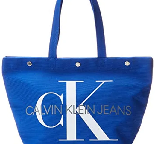 Calvin Klein Jeans Canvas Utility Ew Bottom Tote M - Borse Donna, Blu (NAUTICAL BLUE), 15x...