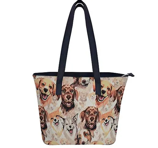 Tote Bags Acquerello Dog Spalla Borse Donna Impermeabile Borsa a Mano Durevole Satchel Fas...