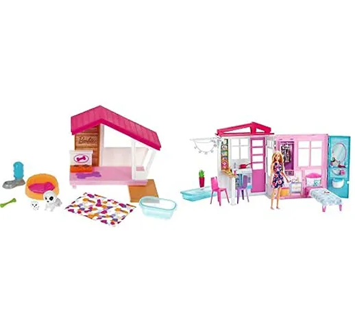 Barbie, Dog House (GRG78) + ​Loft con Bambola, Casa a 1 Piano (GWY84)