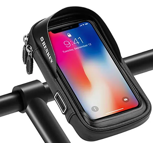Borsa da manubrio per bici, supporto per telefono da bicicletta con touch screen impermeab...