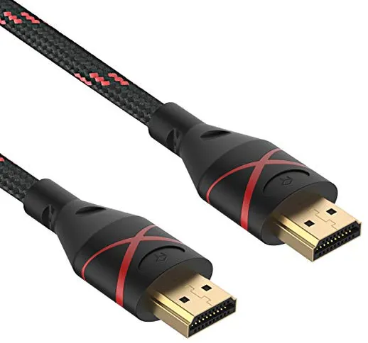 Rankie Cavo HDMI Alta velocità, Ethernet, 3D, Video 4K e Arc, Nylon Intrecciato, 1,8 m, Ro...