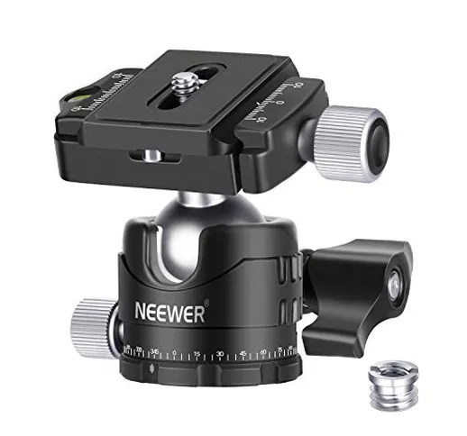 Neewer Testa a Sfera 28mm a Basso Profilo Panoramica a 360° con 2 Manopole di Bloccaggio,...