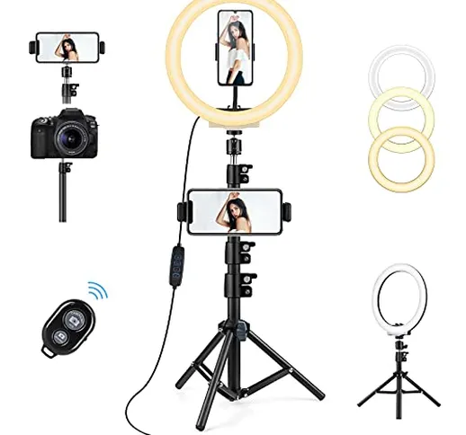 AGPTEK Luce Anello LED 10,2 Pollici Luce per Tik Tok Selfie Ring Light Treppiede 135cm Blu...