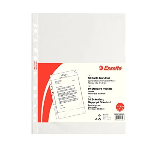 ESSELTE Buste perforate STANDARD - PPL antiriflesso - f.to 22 x 30 cm - 395097300