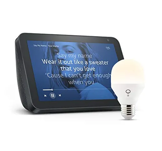 Echo Show 8, Tessuto antracite + lampadina intelligente LIFX White, compatibile con Alexa