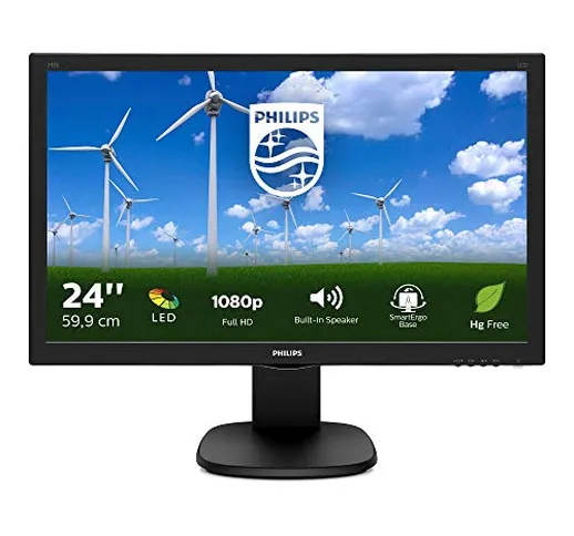 Philips 243S5LJMB Gaming Monitor 24" LED Full HD, 1920 x 1080, 1 ms, Audio Integrato, HDMI...