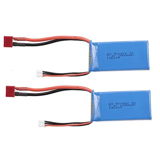 Mobiliarbus RC Li-Po Batteria 7.4V 1500mAh 25C 2S Ricaricabile con Presa T per RC Drone Ca...