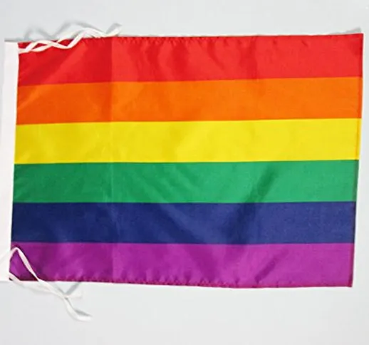 AZ FLAG Bandiera Arcobaleno 45x30cm - BANDIERINA Gay - Rainbow Flag 30 x 45 cm cordicelle