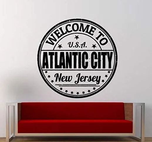 Benvenuti ad Atlantic City, New Jersey, adesivi murali con francobolli per soggiorno art d...