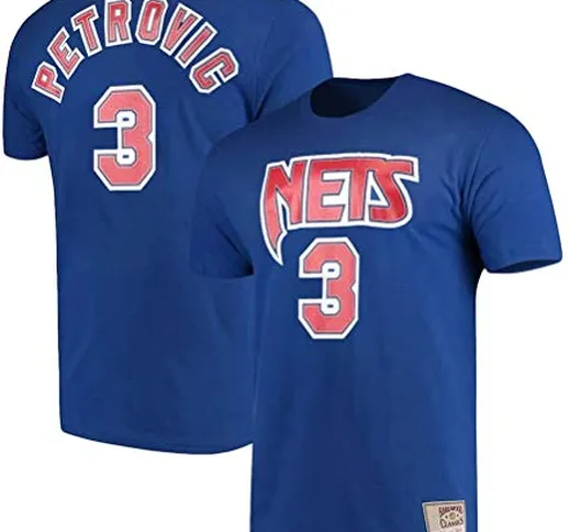 WZ T-Shirt da Uomo di Pallacanestro Abbigliamento Brooklyn Nets # 3 Drazen Petrovic T-Shir...