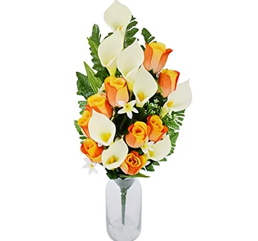 Rabbihom GRANDE 65x30 cm Calla Rosa Fiori Artificiali Fiori Finti Realistica Plastica Bouq...