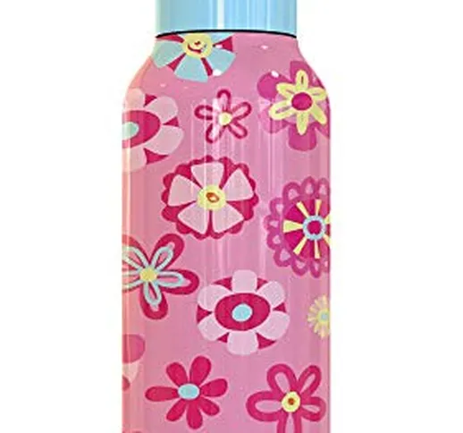 Quokka Kids Solid - Flowers 510 ML | Bottiglia d'Acqua Thermo - Acciaio Inox