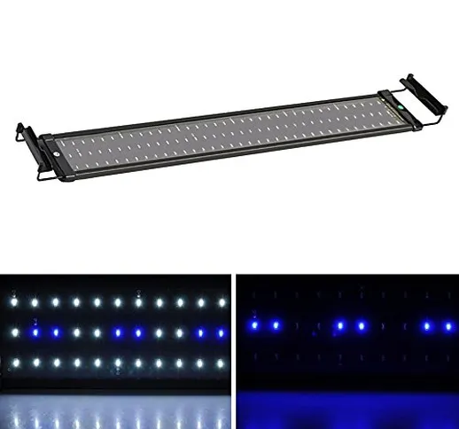 MLJ Illuminazione LED per Acquario con Supporto Regolabile Lampada (70-90 cm,18W 80A, Blu...