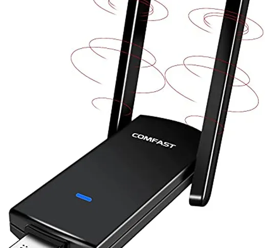 1300 Mbps WLAN Stick USB 3.0 Adattatore PC WiFi Dongle 2.4 GHz/5.8 GHz High Gain Dual Band...