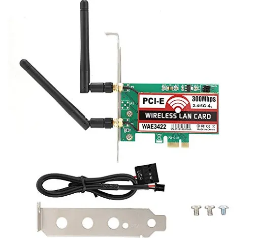 300 Mbps PCI-e Card PCI Express Card Doppia Antenna PCI-E Supporto per Scheda di Rete Wire...