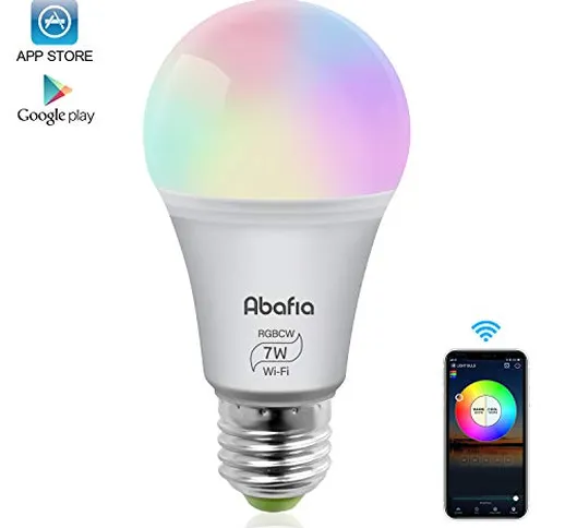 Abafia Lampadina Smart Alexa, Lampadina Wifi LED E27 Multicolore Dimmerabile Lampadine RGB...