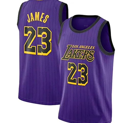SansFin Lebron James, Los Angeles Lakers #23 Basket Jersey Maglia Canotta, Viola City Edit...