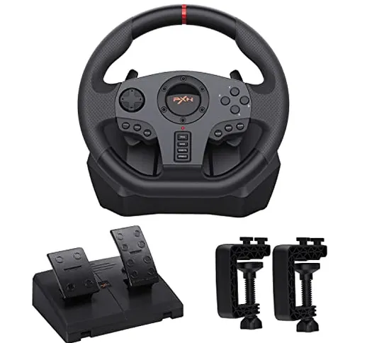 PXN Volante e Pedali da Gioco V900, Volante da Corsa con Feedback Vibrazionale, Volante da...