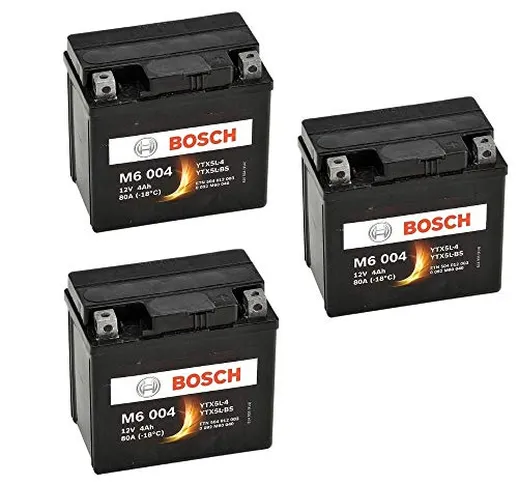 BOSCH Batteria per Moto serie M6 004 4Ah 80A Confezioni 3 Pezzi