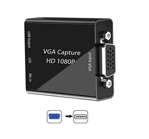 Scheda di acquisizione VGA, dispositivo di acquisizione da VGA a USB con ingresso microfon...