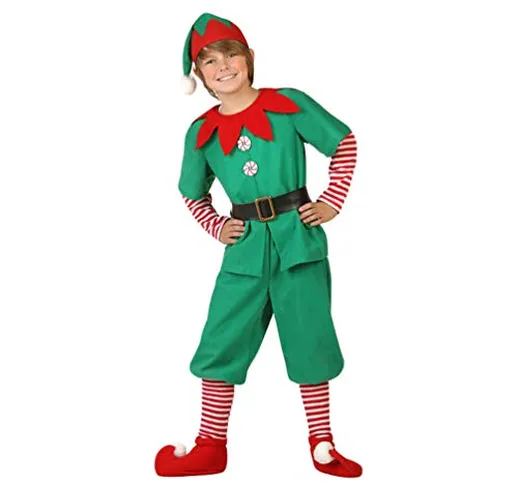 JEELINBORE Unisex Elfo di Natale Costume con Cappello Santa's Little Helper Costume da Elf...