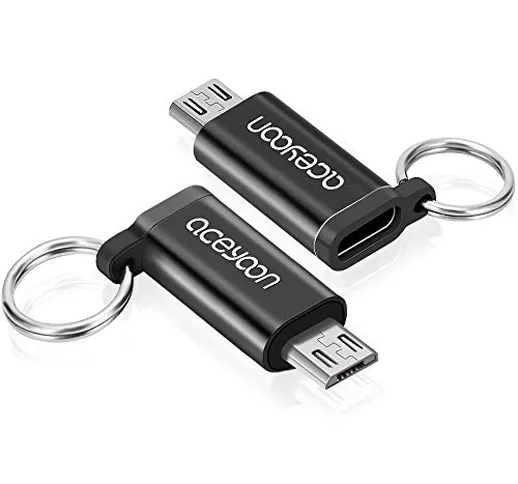 aceyoon Adattatore USB C Femmina a Micro USB Maschio 2 Pezzi Adapter Type C to Micro USB M...