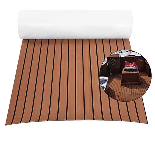 Decking Pavimentazione Barca con Retro Adesivo, Eva Teak Sintetico Marino Finto Tappetino...