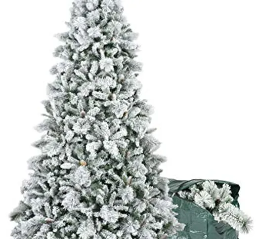 BOP Albero di Natale Innevato con Pigne Dafne 180 Cm, con Borsa Omaggio, Molto Folto E Rea...