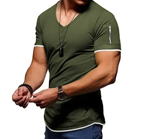 Rapbin T Shirt a Maniche Corte Uomo Maglietta con Scollo a V T-Shirt da Atletica con Musco...