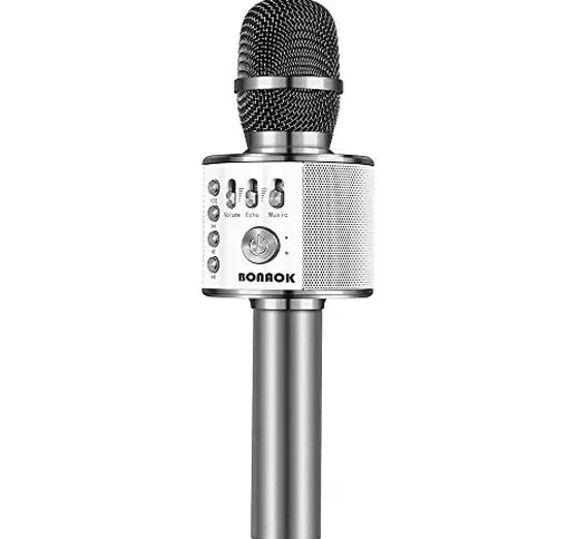 BONAOK Karaoke Microphone, Wireless Bluetooth Microphone, 3-in-1 Portable Mic karaoke Mic...